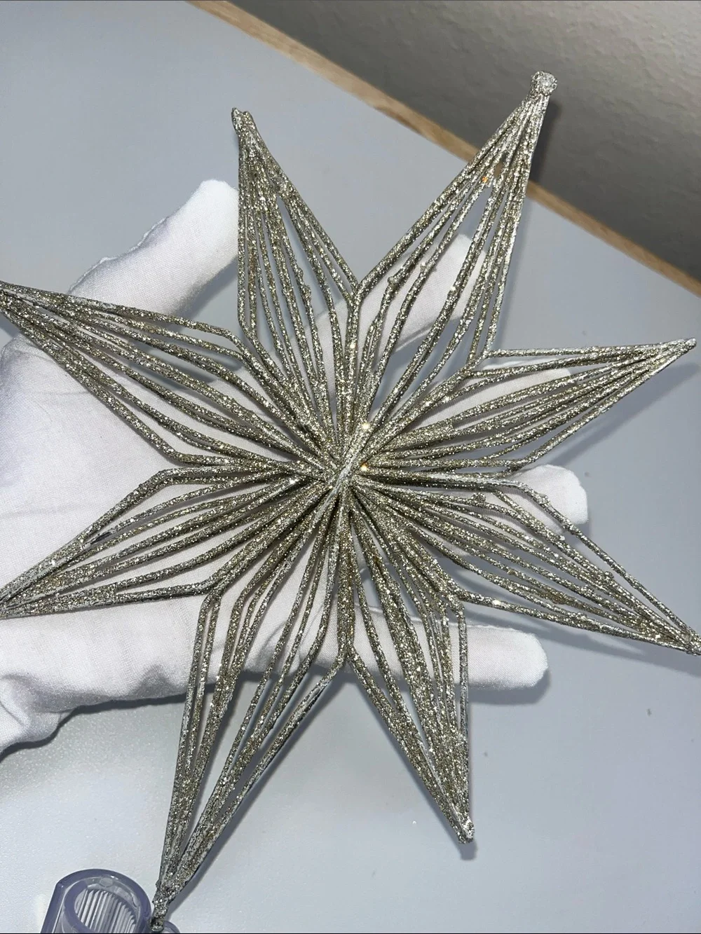 Glittered gold and silver Star Tree Topper - Silver